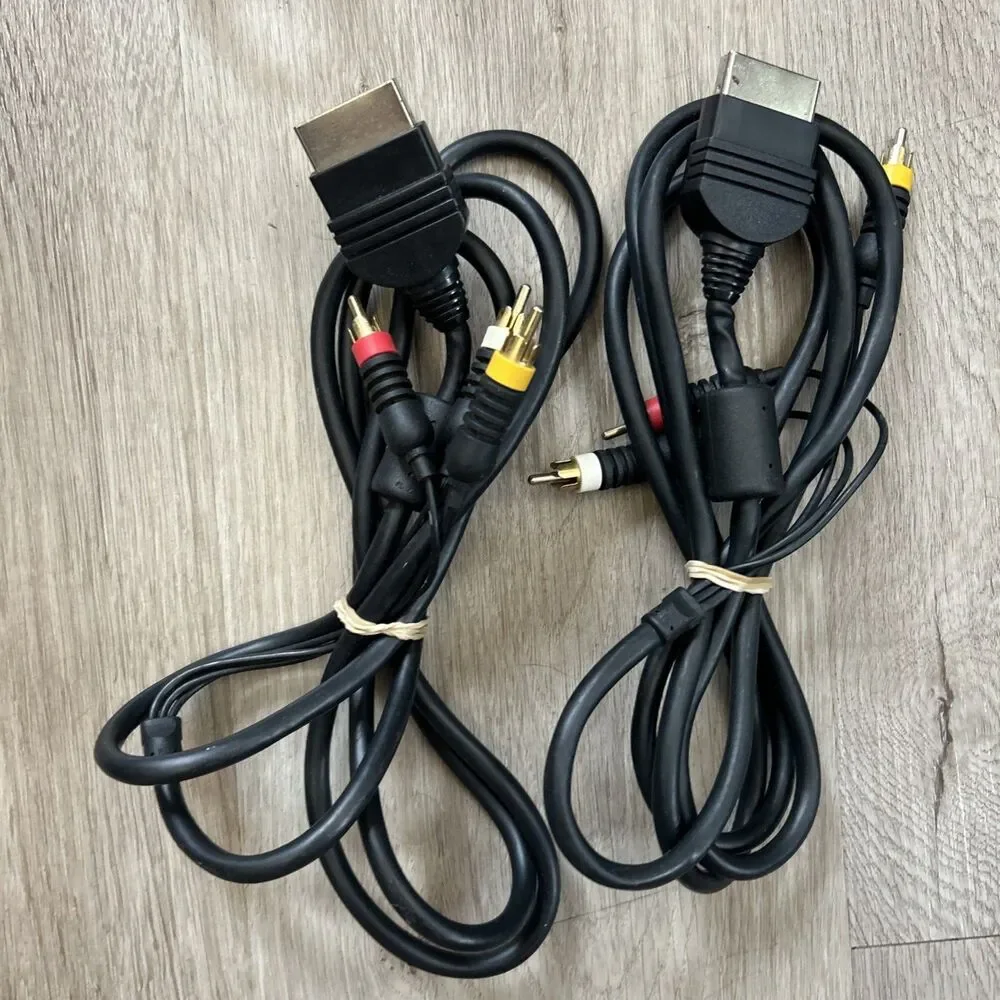Microsoft Original Xbox & 360 Composite AV Cables Lot of 8 RCA Cords Tested